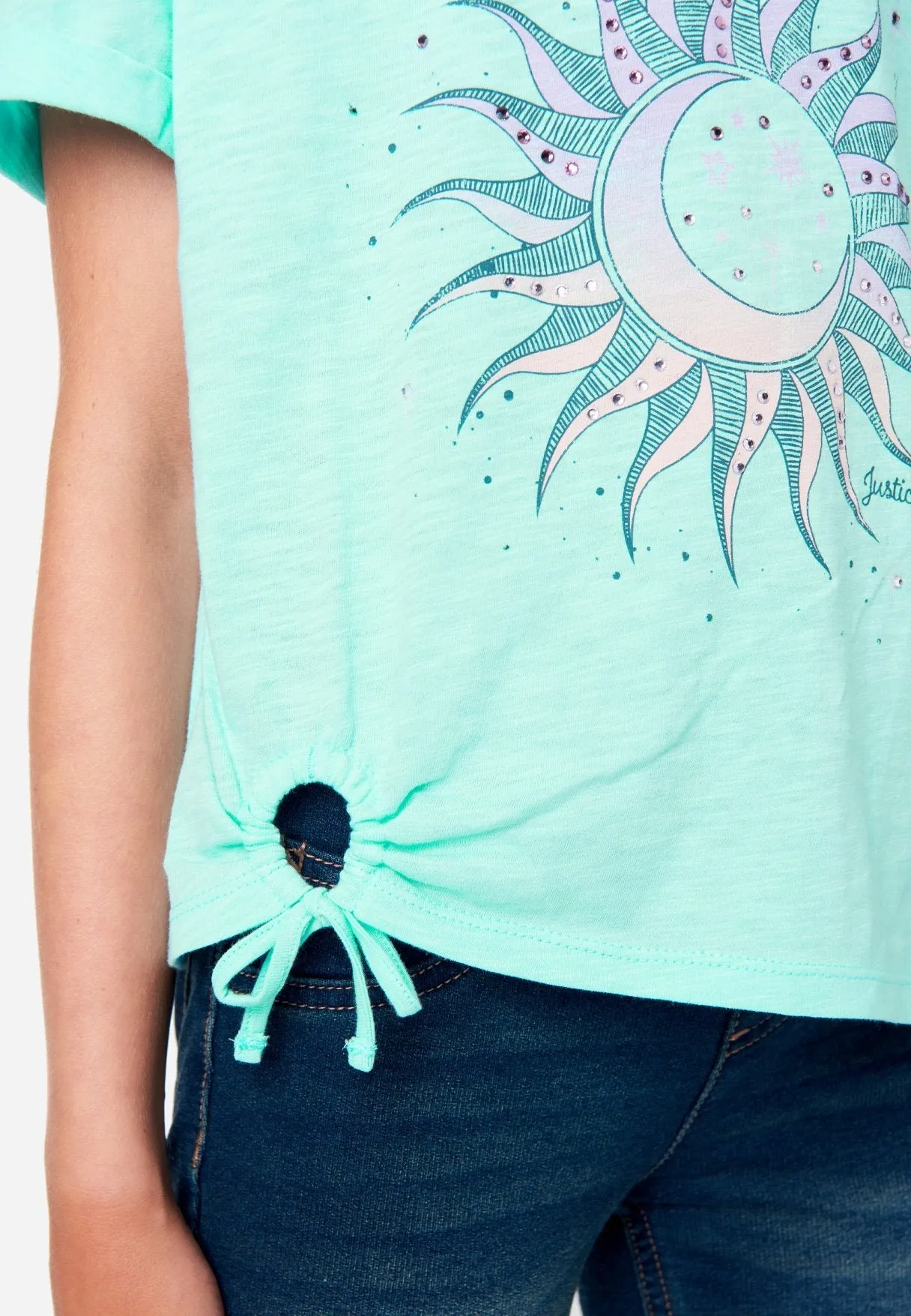 Graphic Tie-Front Tee & Hair Tie