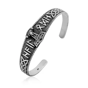 Hail Odin Mjolnir Bangle - Sterling Silver