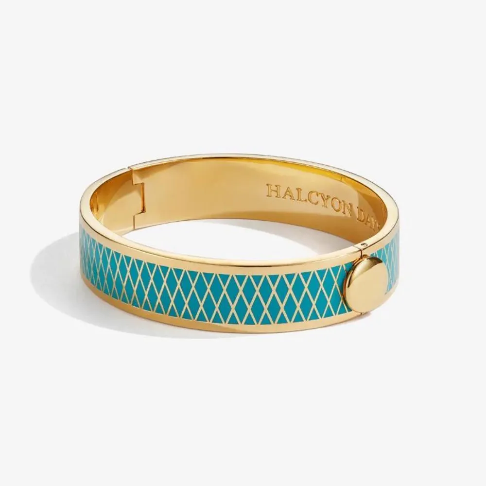 Halcyon Days 13mm Parterre Gold Hinged Enamel Bangle