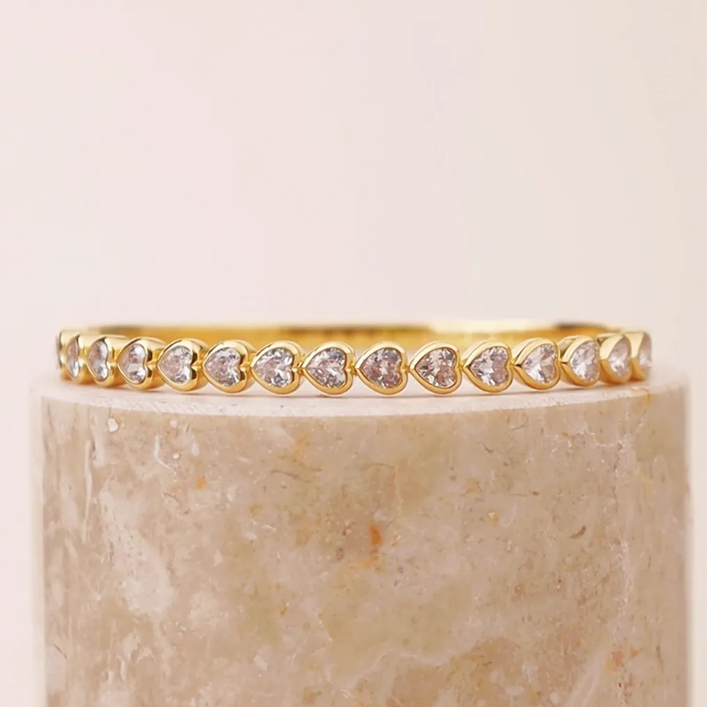 Heart Bezel 14K Gold Vermeil Bangle