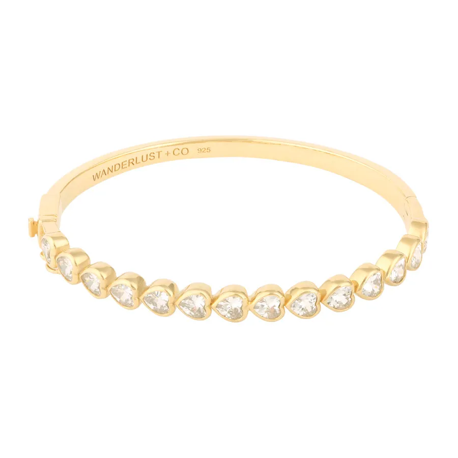 Heart Bezel 14K Gold Vermeil Bangle