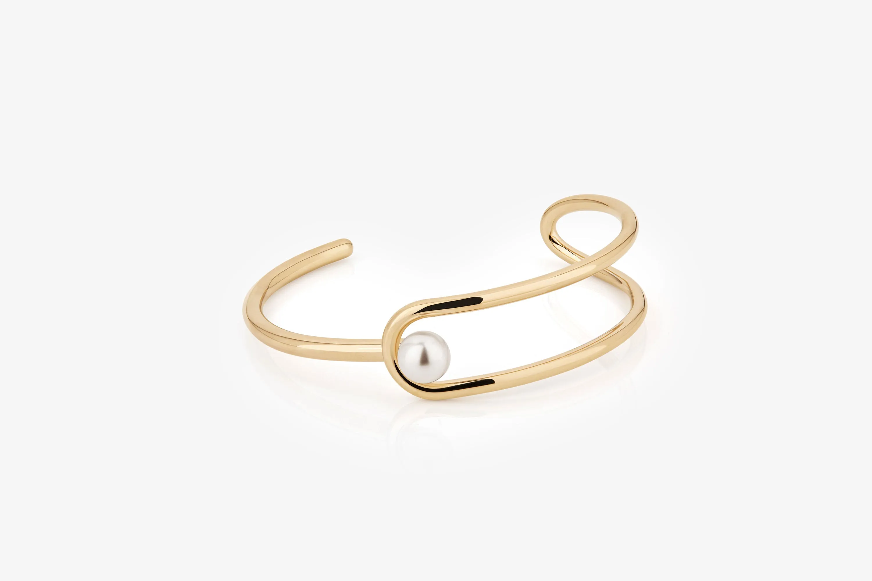 Lana Pearl Bangle - 22 Carat Gold Gilded