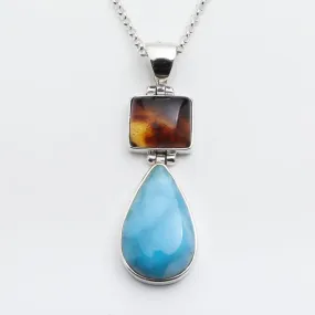 Larimar Amber Pendant Cercei