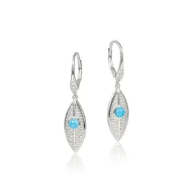 Larimar Dew Drop Leaf Earrings