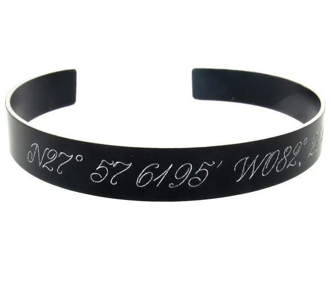 Latitude Longitude Bangle - Custom Black Bracelet