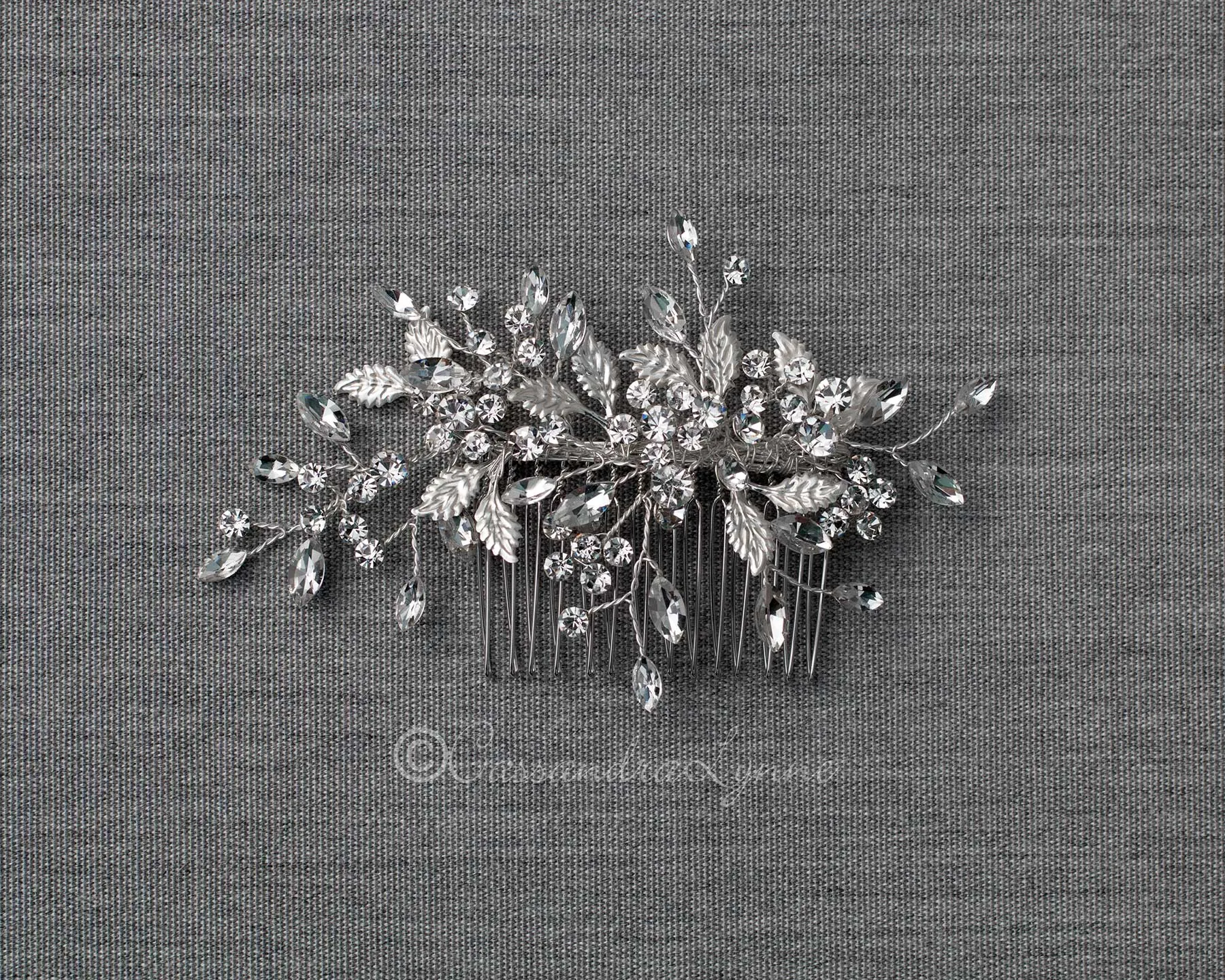 Leafy Bridal Hair Comb with Crystals