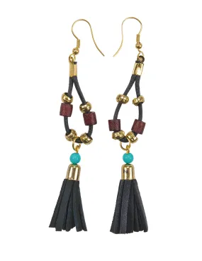 Leather Fringe Drop Earrings