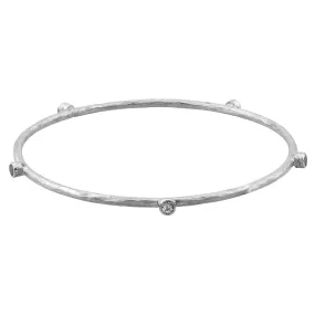 Lika Behar Silver Bangle Bracelet with 5 Sapphires