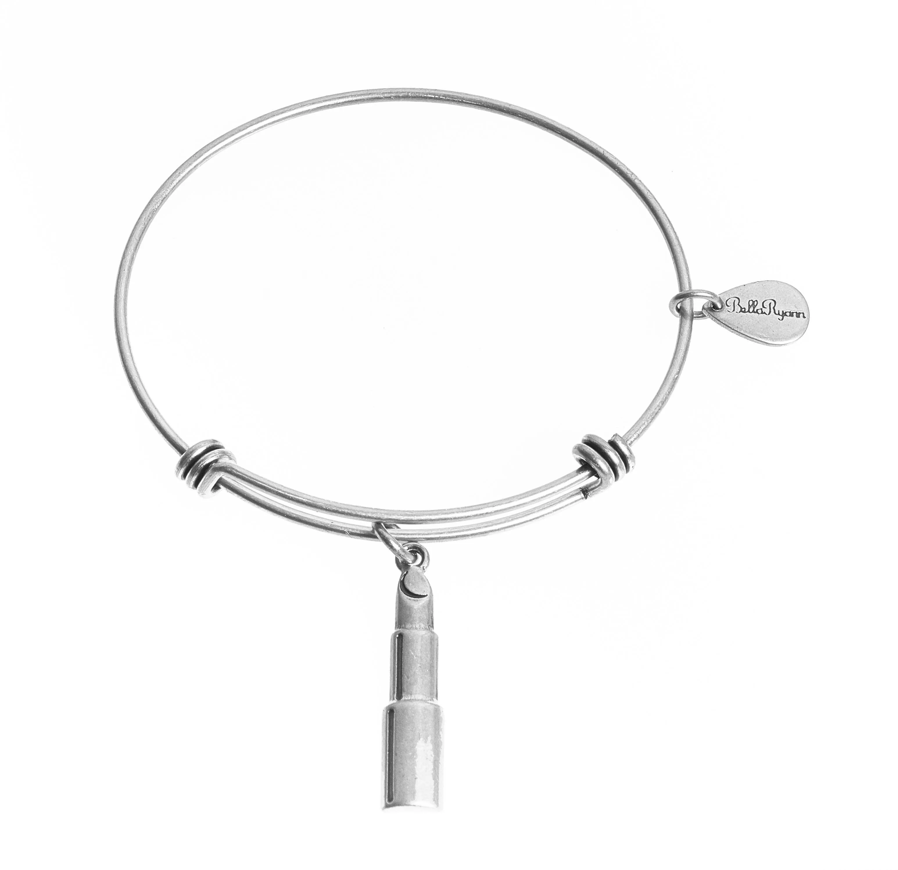 Lipstick Expandable Bangle Charm Bracelet in Silver