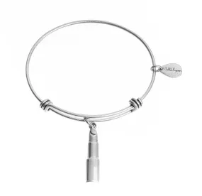 Lipstick Expandable Bangle Charm Bracelet in Silver