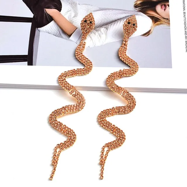 Luxurious Long Drop Snake Earrings