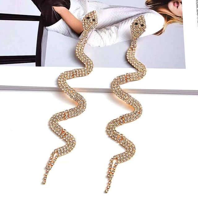 Luxurious Long Drop Snake Earrings