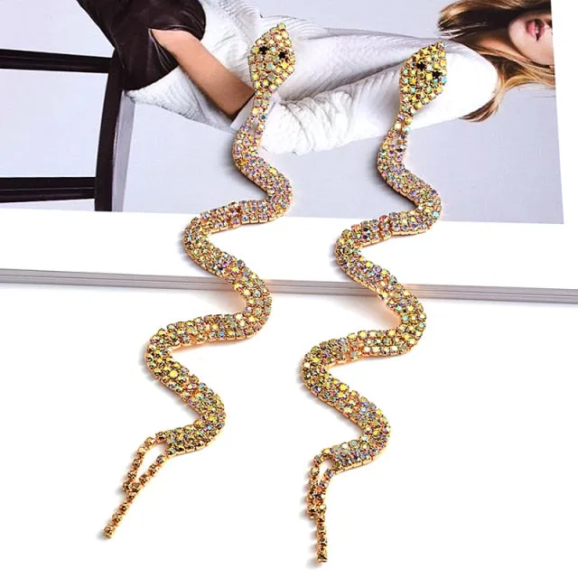 Luxurious Long Drop Snake Earrings