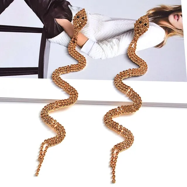 Luxurious Long Drop Snake Earrings