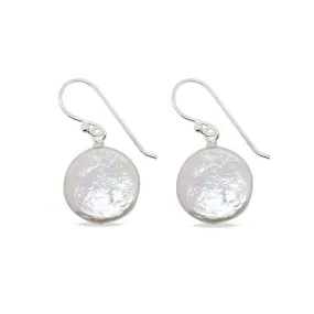 MCJ Earrings Drop Disc Pearl