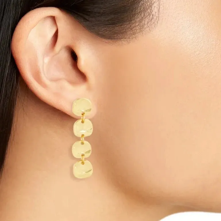 Mini Coin linear drop earrings