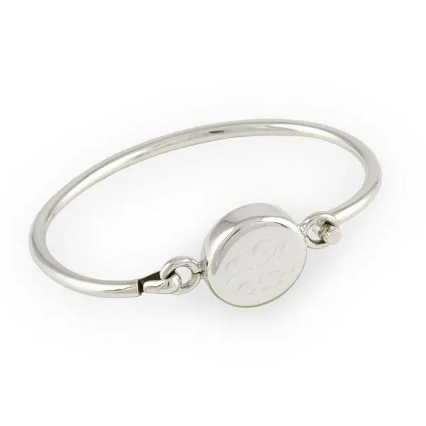 Monogram Sterling Silver Round Bangle Bracelet