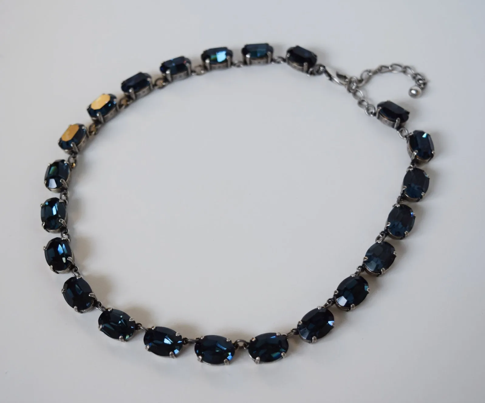 Navy Blue Swarovski Crystal Necklace - Medium Oval