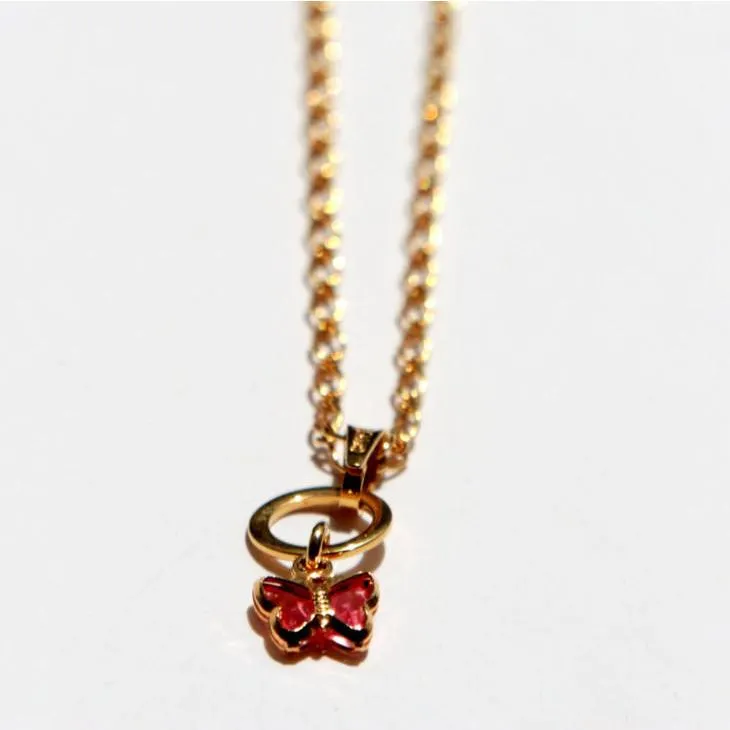 Necklace Butterfly charm cute gold plated bridesmaid necklace.