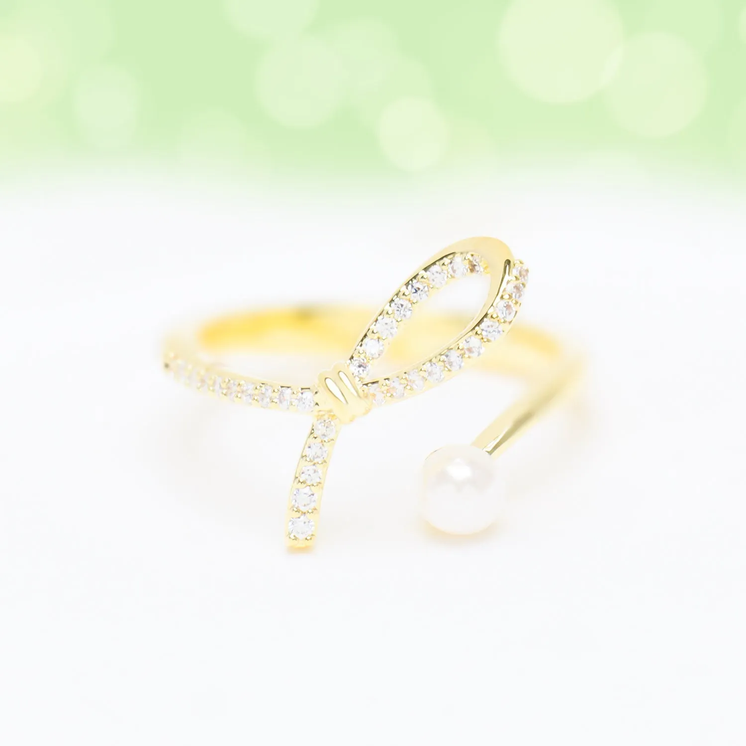 Open Bow Pearl Ring