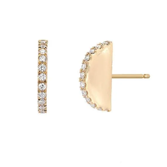 Pave Ear Fan Gold Stud Earrings