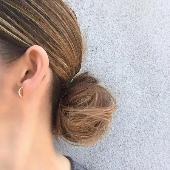 Pave Ear Fan Gold Stud Earrings