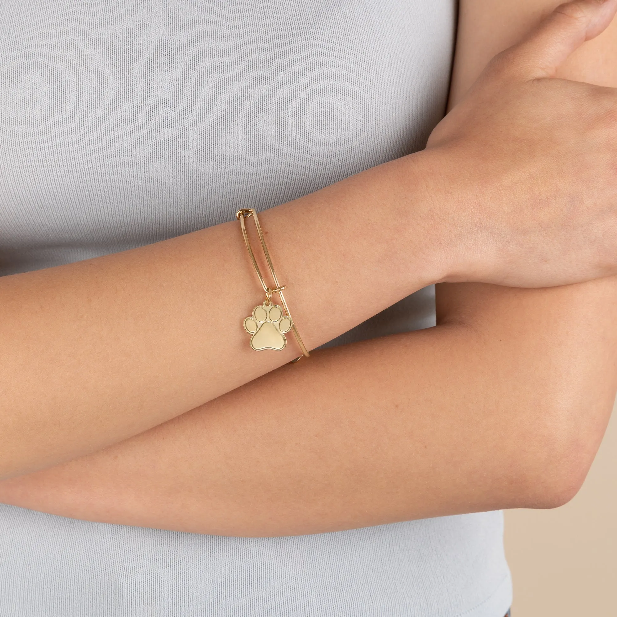 Paw Print Charm Bangle