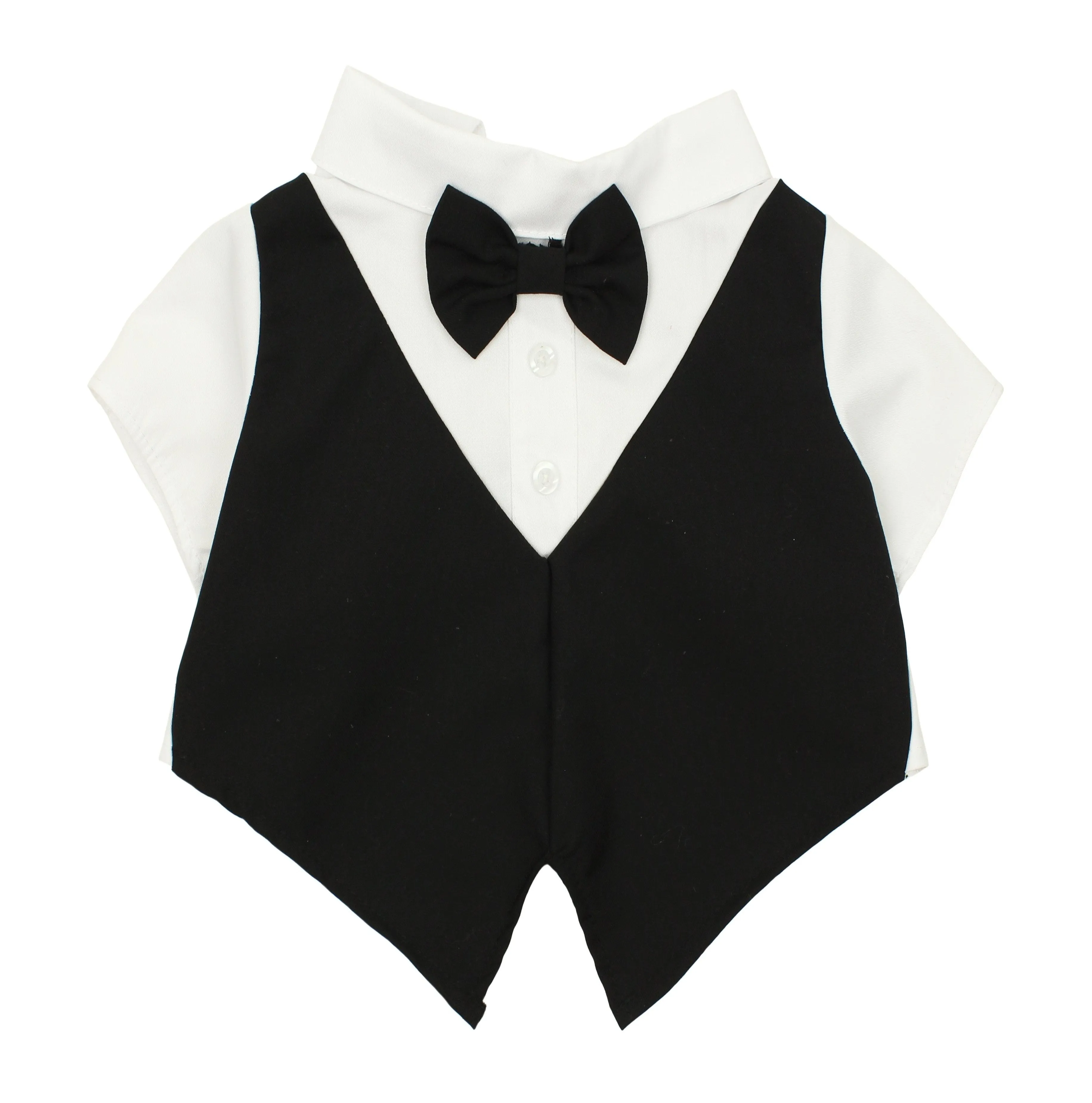 Pawpatu Black and White Wedding Shirt with Bow Tie for Pets