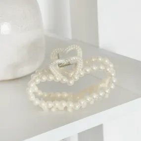 Pearl Heart Claw Clip