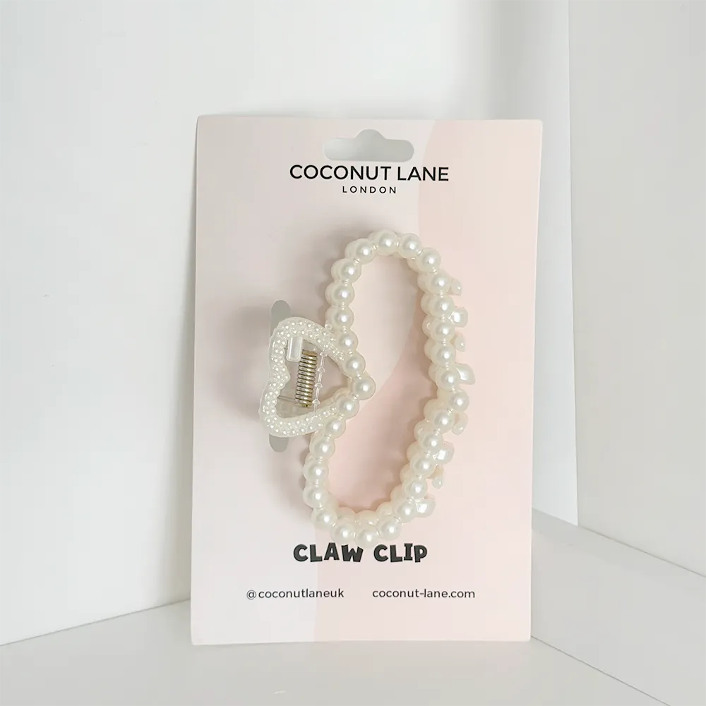 Pearl Heart Claw Clip