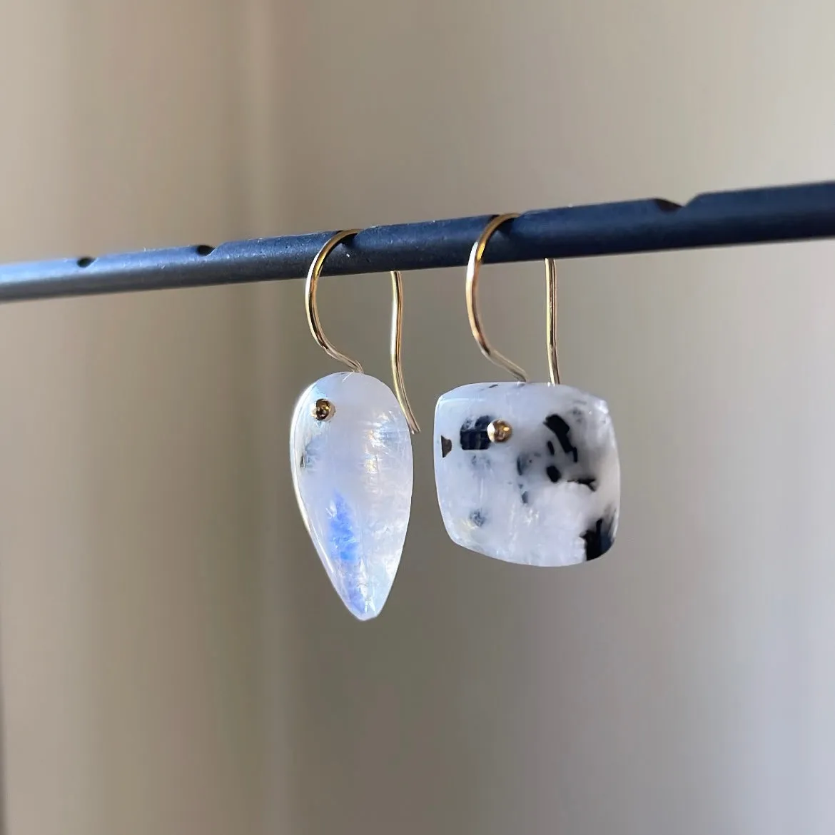 Petite drop and square earrings