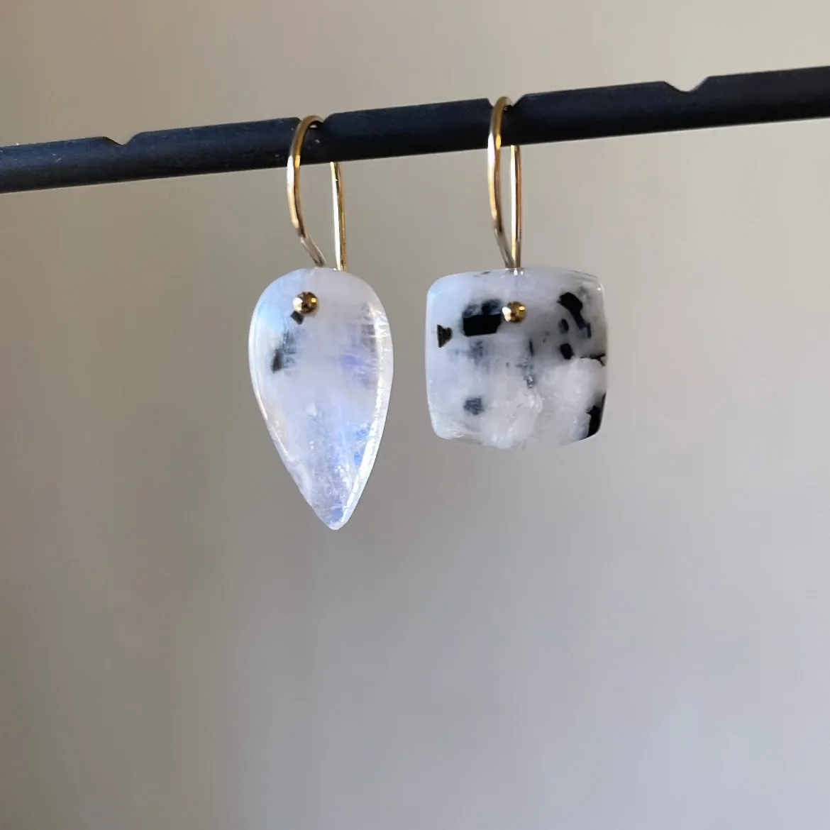 Petite drop and square earrings