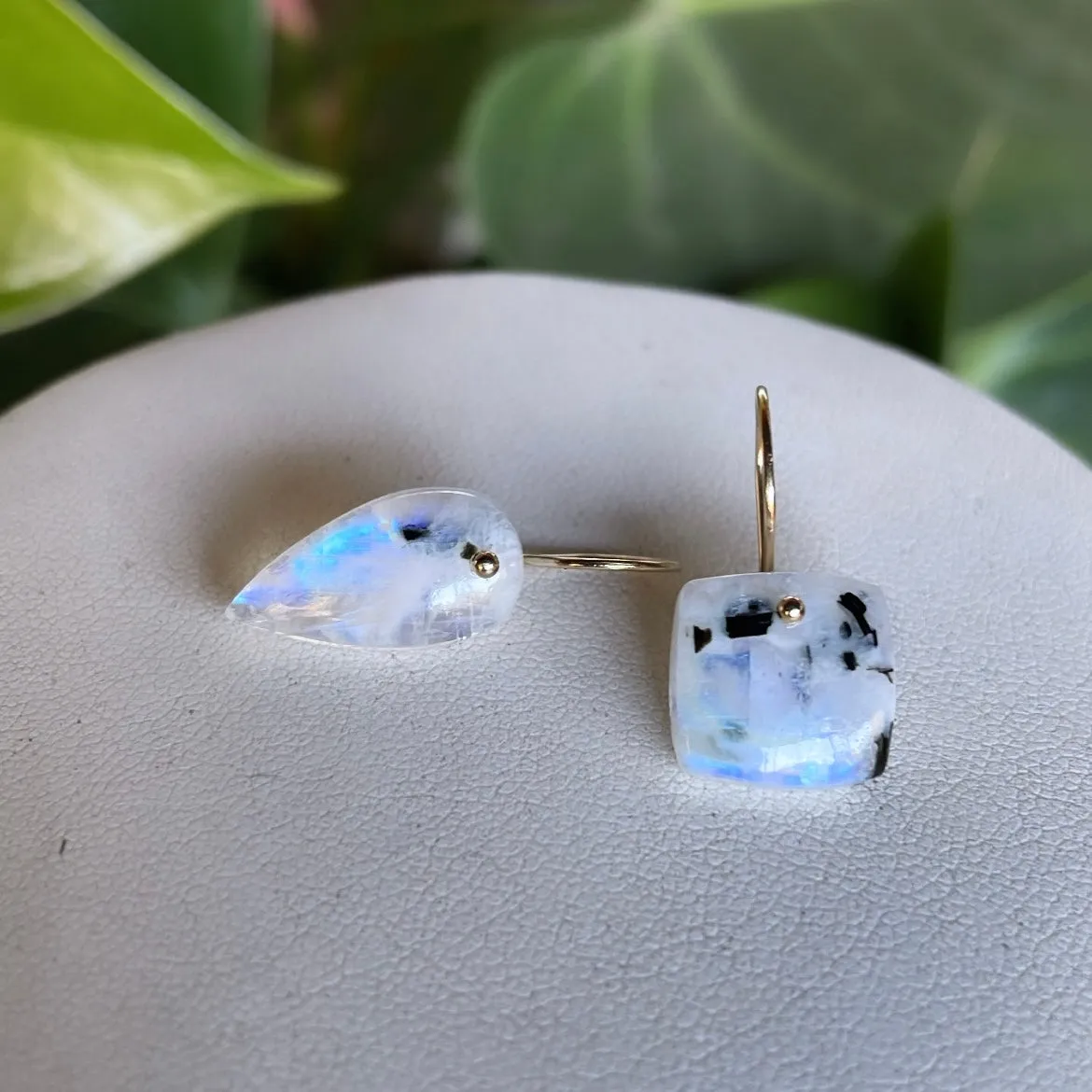 Petite drop and square earrings