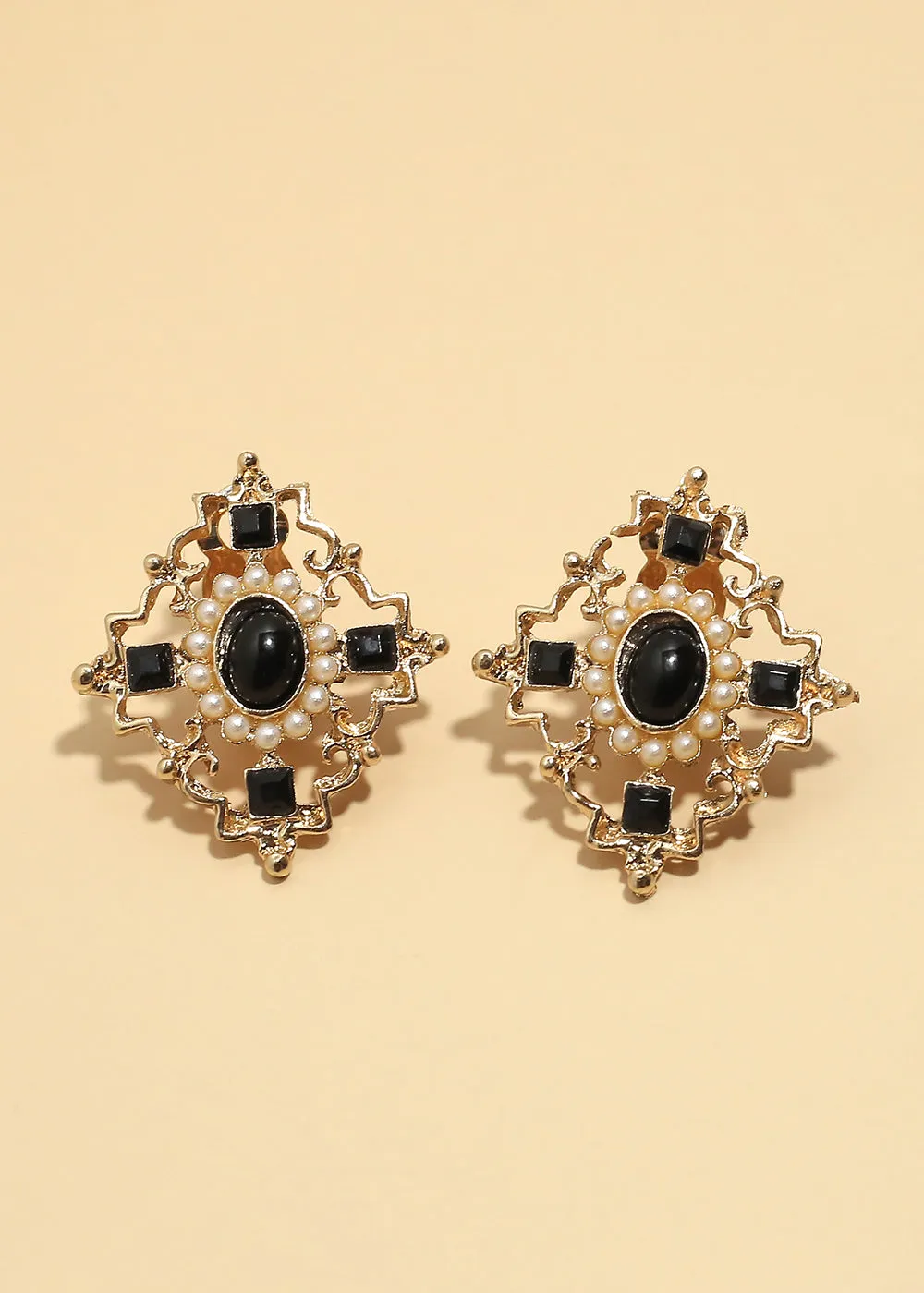 "Midnight Pearl" Clip Earrings