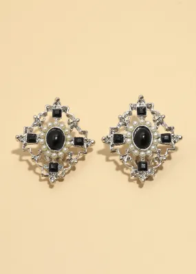 "Midnight Pearl" Clip Earrings