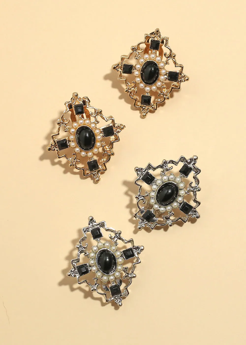 "Midnight Pearl" Clip Earrings