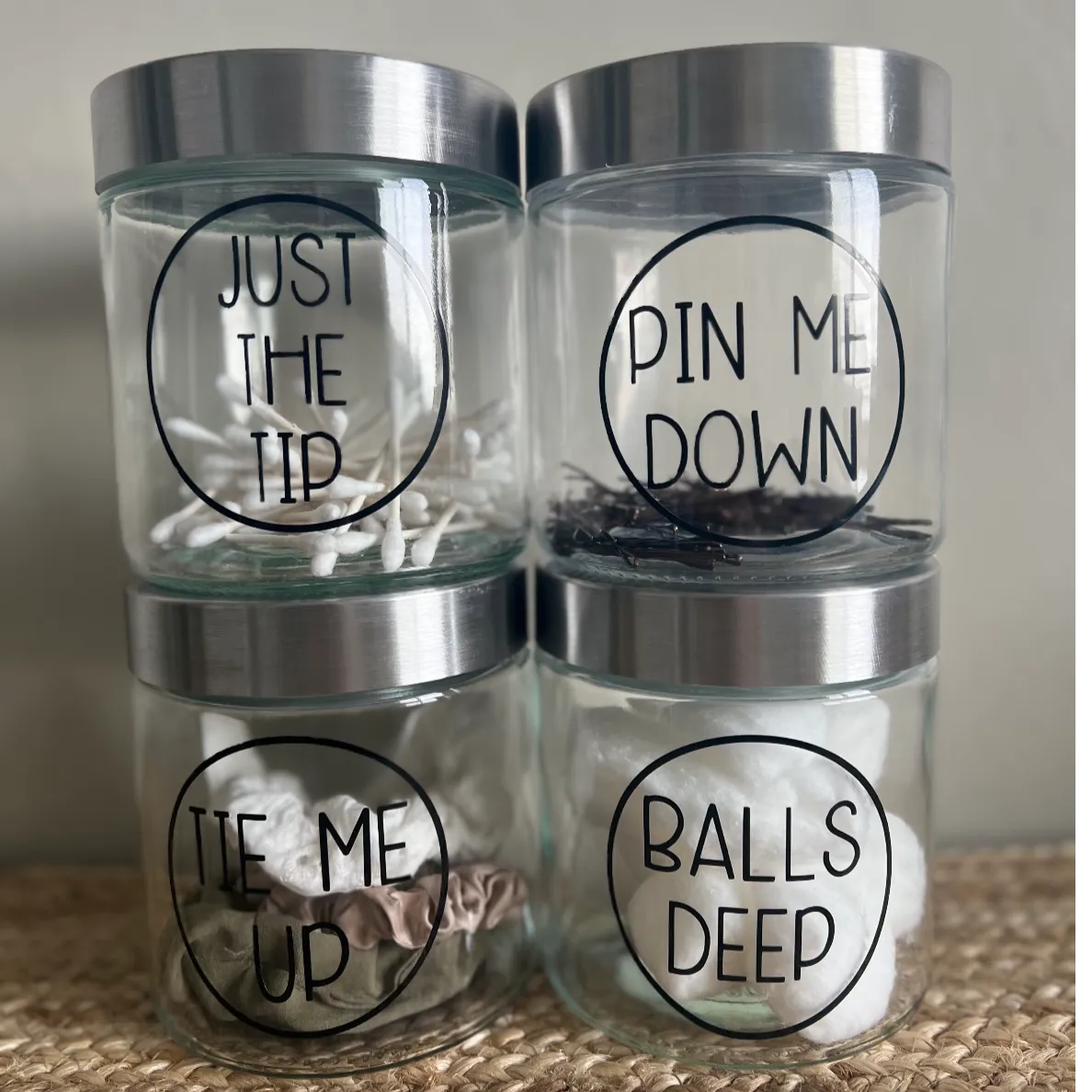 "Tie Me Up" Glass Hair Tie Jar