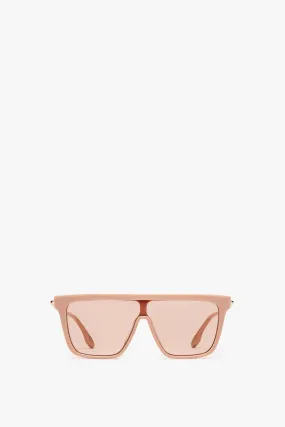 Rectangular Shield Sunglasses In Nude