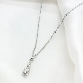 Rhinestones Drop Silver Necklace