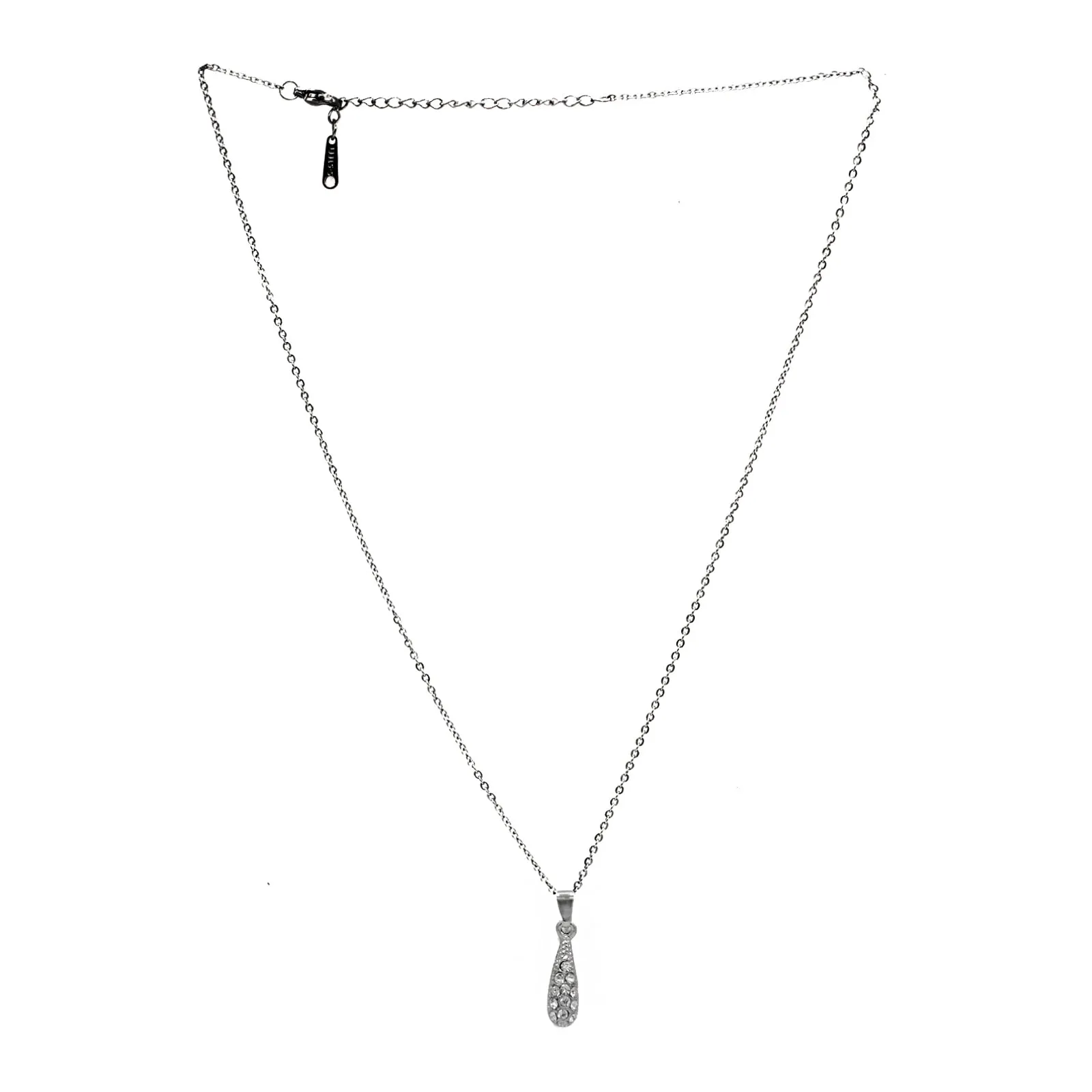 Rhinestones Drop Silver Necklace