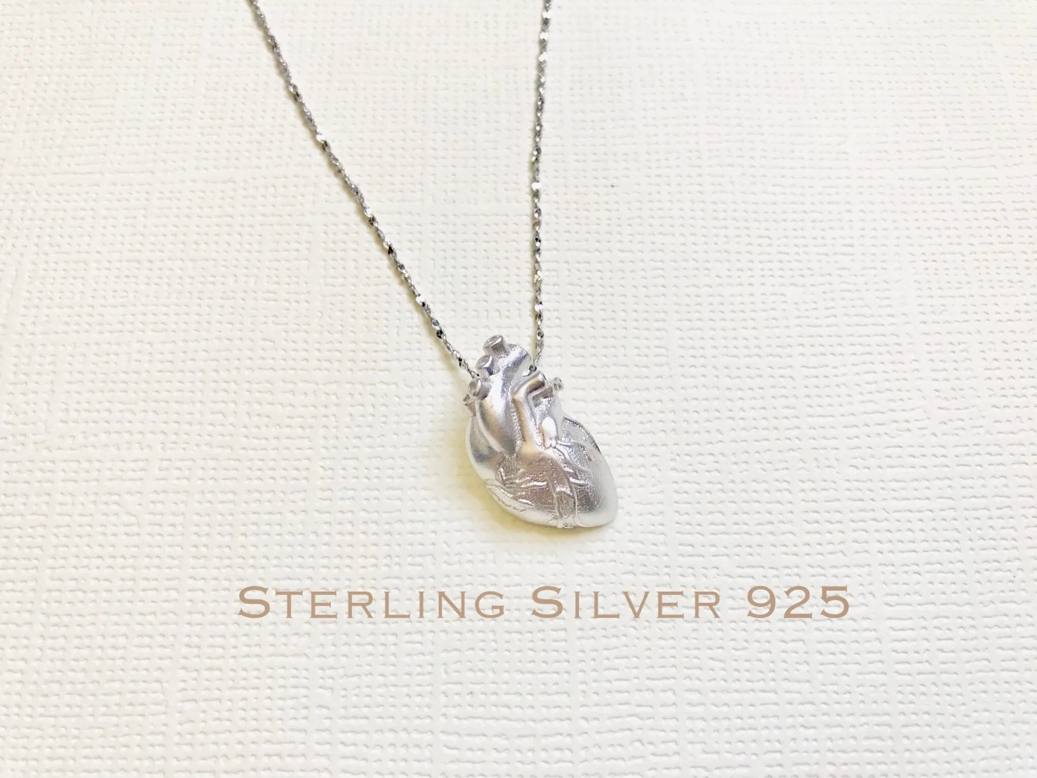 Rose Gold over Sterling Silver anatomical heart necklace, heart necklace, nurse necklace