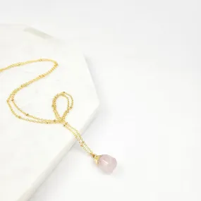 Rose Quartz Gem Drop Necklace