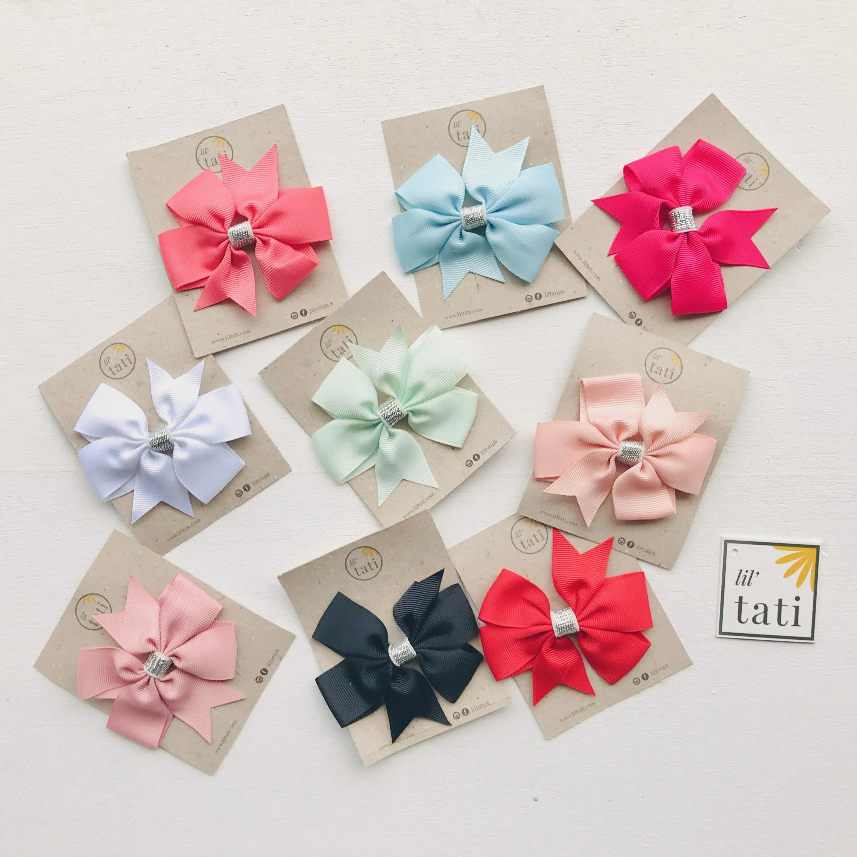 Silver Flower Bow Hair Clips