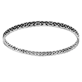 Slim Celtic Knot Bangle Stacker Bracelet Sterling Silver Closed Bangle 5mm Celtic Band