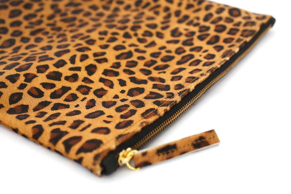 Small Leopard Calf Hair Clutch