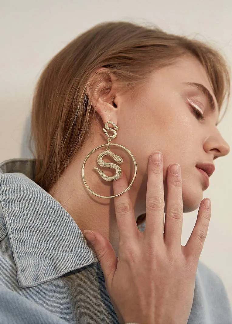 Snake Hoop Drop Statement Earrings