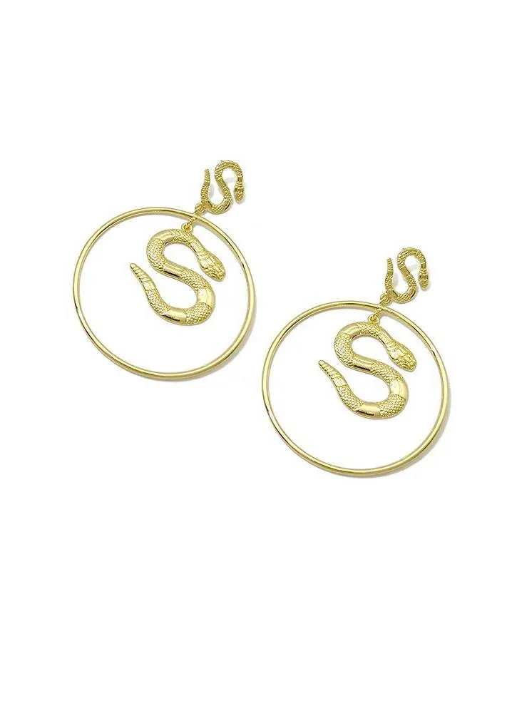 Snake Hoop Drop Statement Earrings