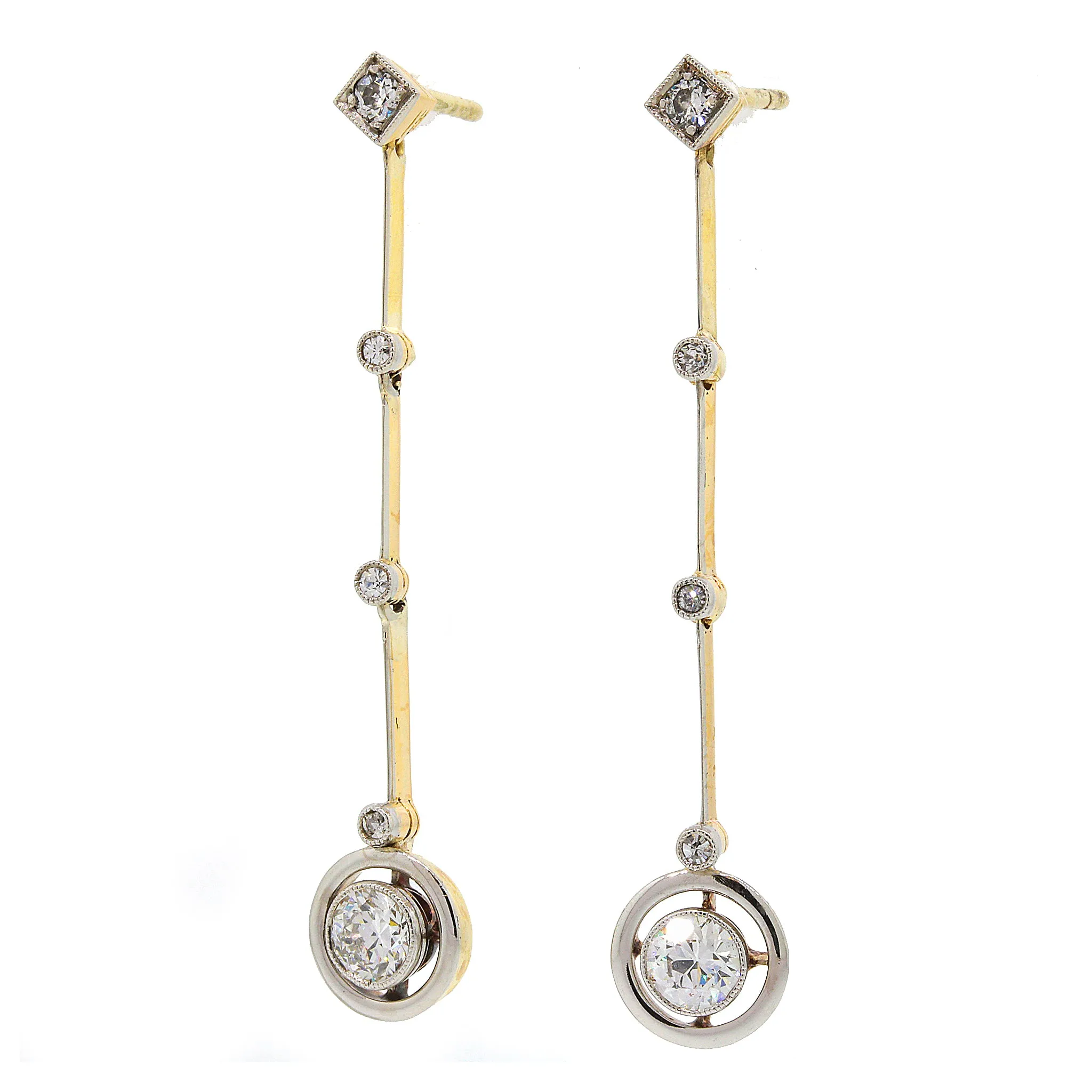 Solid Gold Diamond Drop Earrings