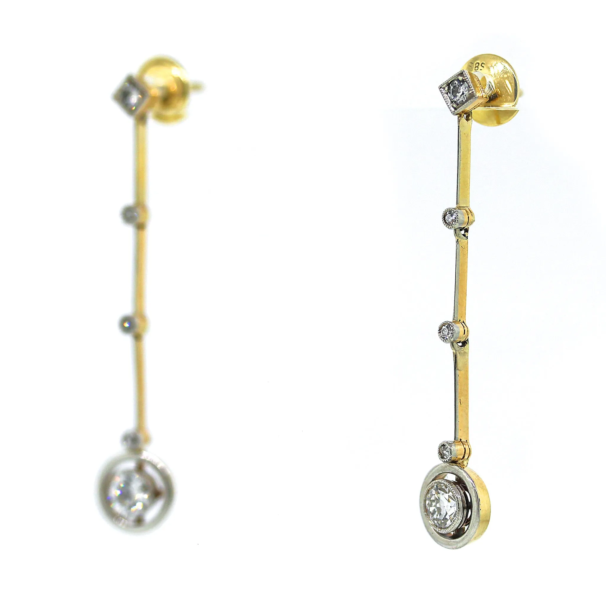 Solid Gold Diamond Drop Earrings