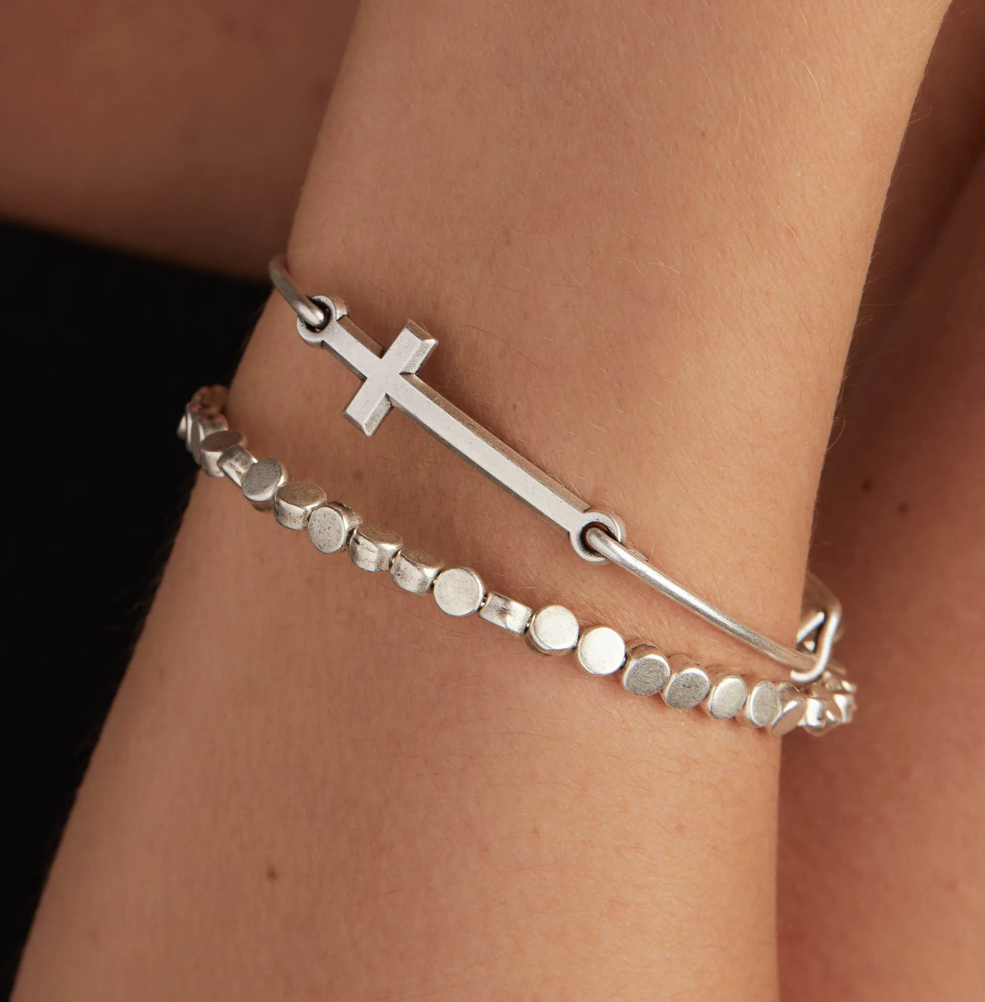 Spiritual Armor Cross Inline Charm Bangle